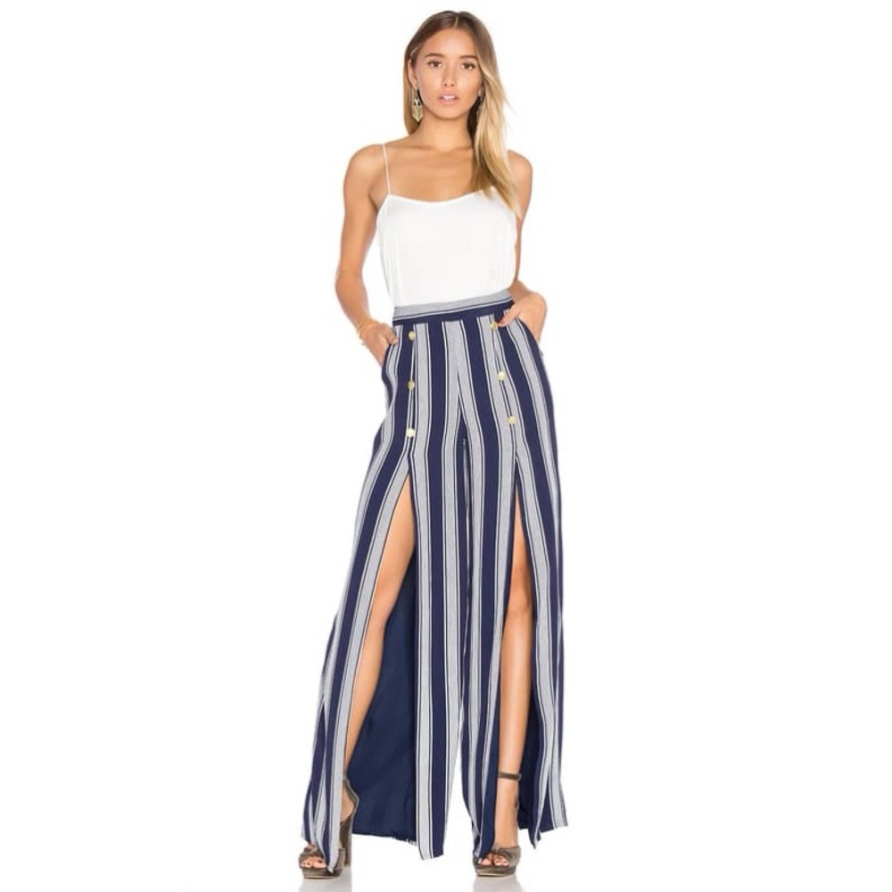 NWOT Lovers + Friends Farewell Navy Stripe Pants